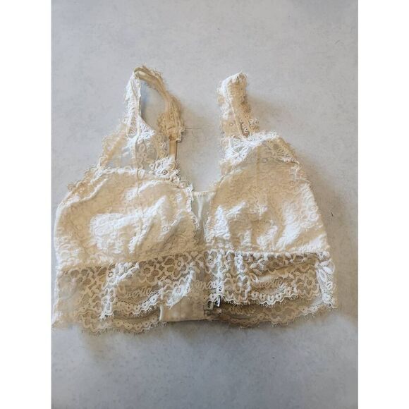 American Eagle Outfitters Aerie Bralette Cream Lace Size S Halter - Picture 1 of 3